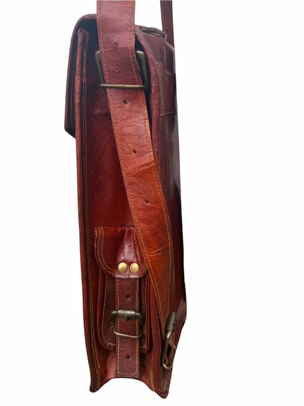 VINTAGE RUSTIC LEATHER SATCHEL CROSSBODY BAG